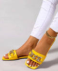 Spring/ Summer Gold And Jeweled Sandals (yellow)