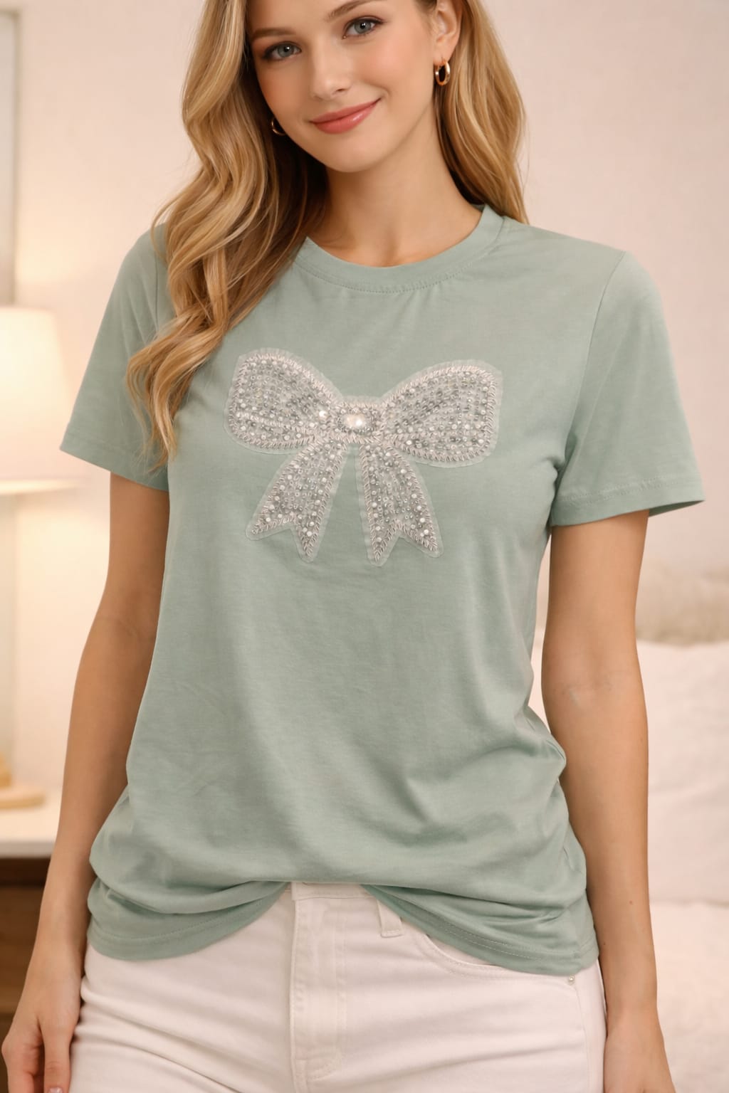 Pearl Gemstone Bow top